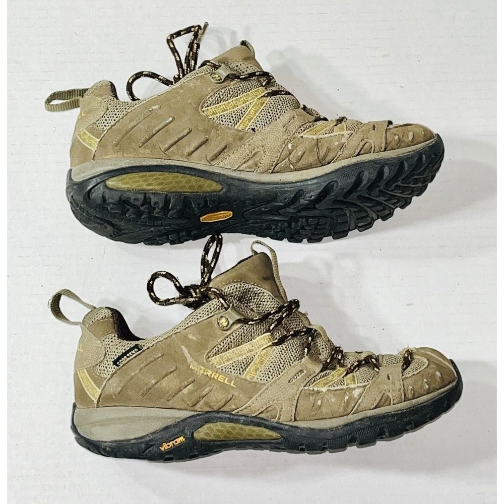 Merrell Siren Sport Hiking Shoes Women 6 Tan Olive Gore-Tex XCR J16064 Vibram